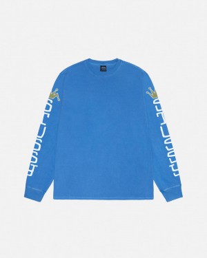 Stüssy Jumbo Ls Tee Pigment Dyed Blu | 917026-NQW